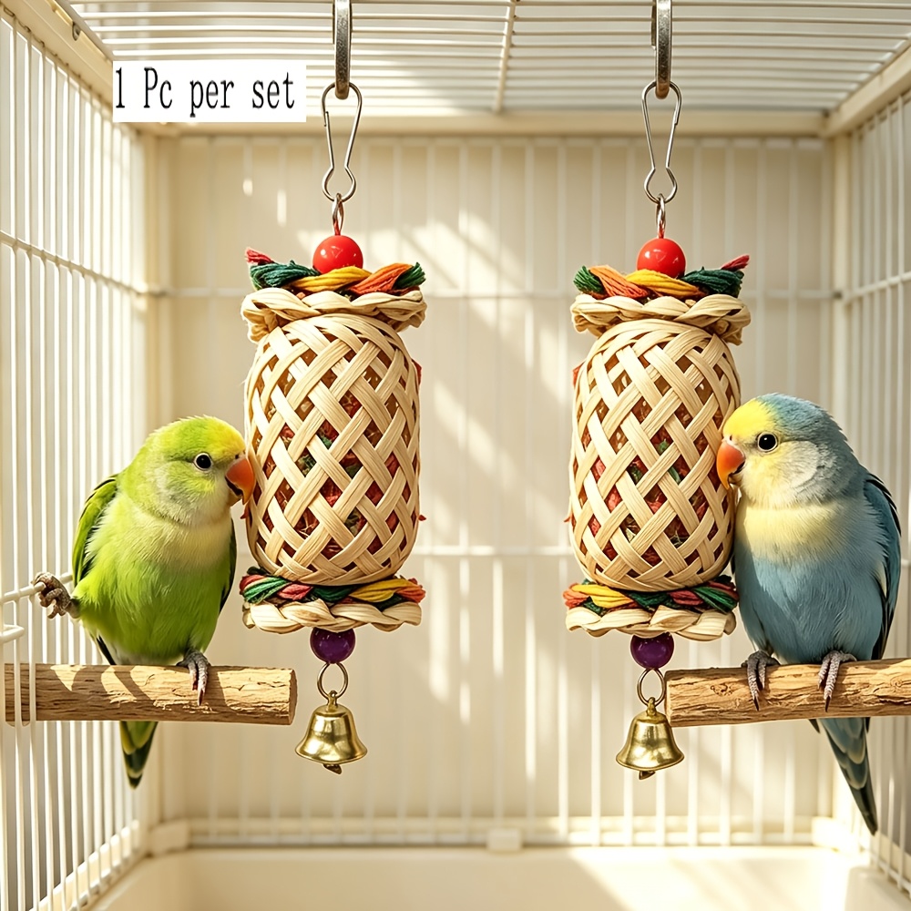 TEMU Thanksgiving Christmas Lantern-shaped Bird Toy, Parrot Toy Made Of Colored Paper, Chew Toy To Boredom, Lantern-shaped Birdcage Decoration With