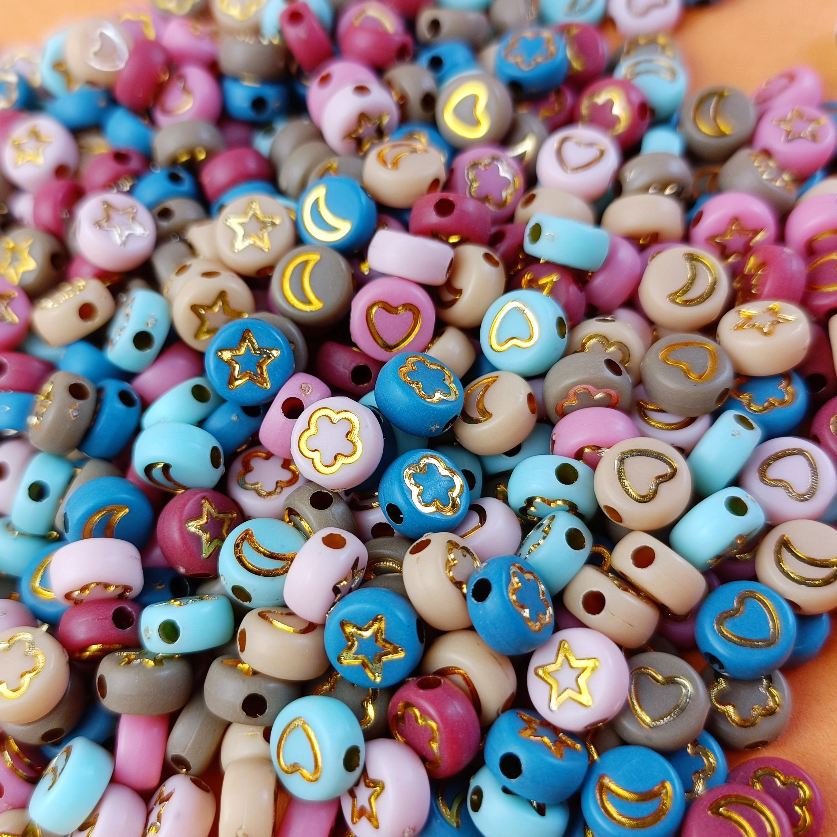 Image of 150/300/600pcs Mixed Moon Acrylic Beads Spacer Beads Diyjewelry Accessories Diy Bracelet Necklace Mobile Phone Chainaccessories Diy Materials