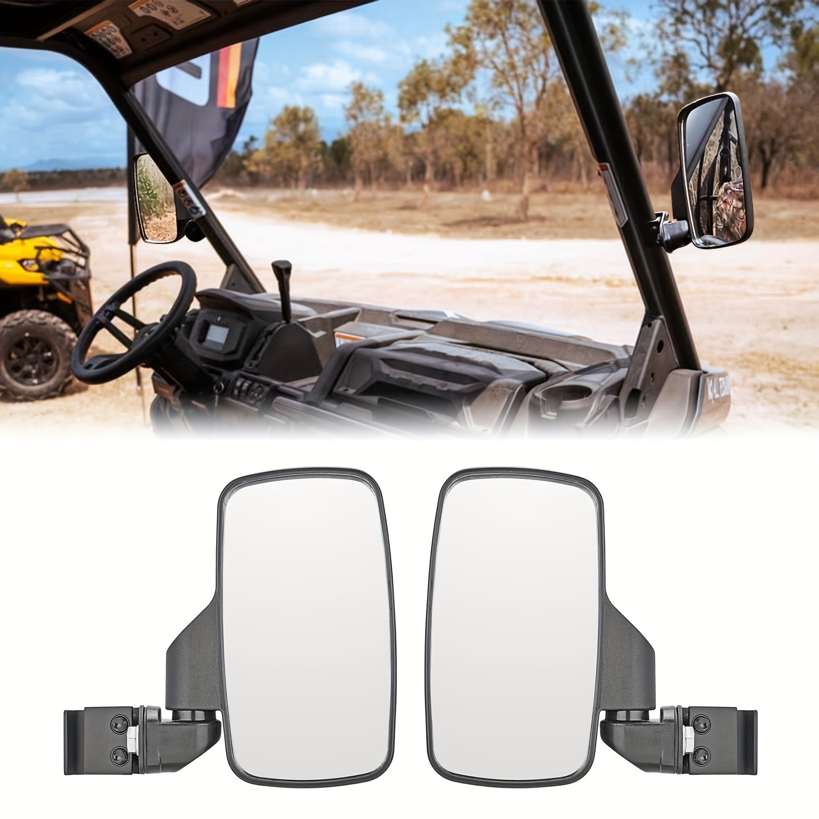 

Folding Utv Rear Side Mirrors Away Design For 2015-2024 Ranger 1000, 570, 500, Xp 900/ Defender, Trail W/ Channel Shaped Bar