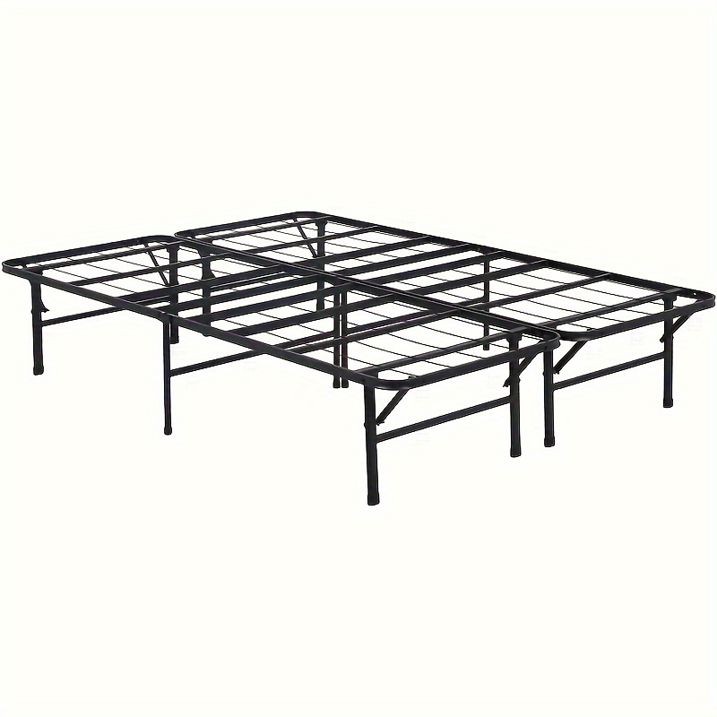 TEMU Lit Plateforme Métallique Pliable - Cadre en Acier Robuste, Montage Outil, Pas de Matelas à Ressorts , Économisant de , Noir - Idéal et le