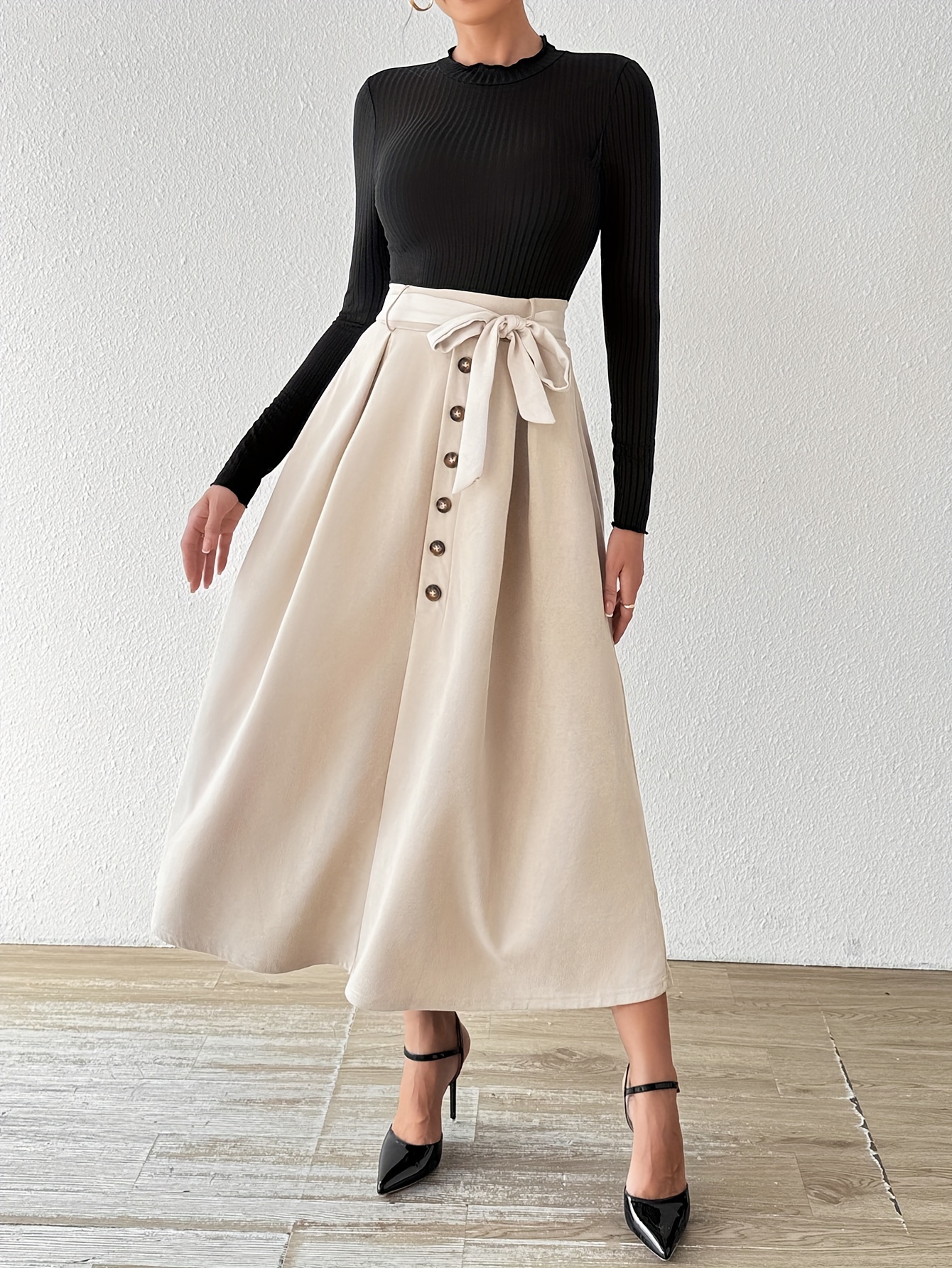 Button front high waist skirt hotsell