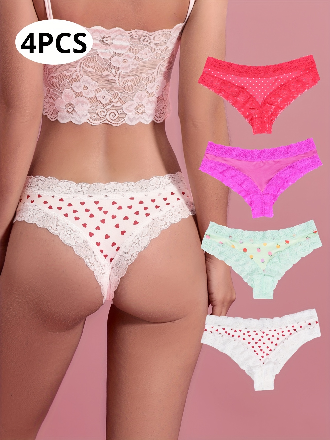 Women's Only Hearts 50582 So Fine with Lace Hipster Panty (Rosey S) 
