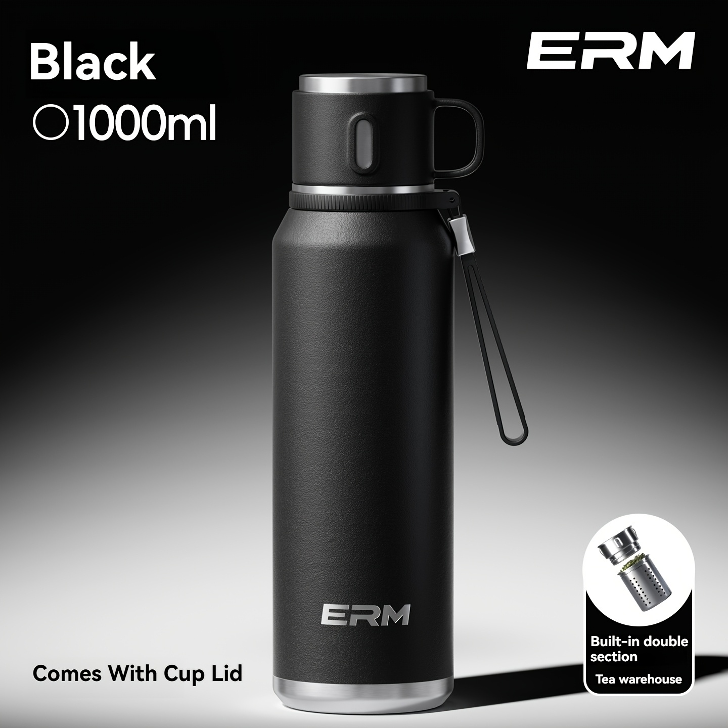 Image of 1 Stainless Steel Insulated Cup, Steel, 100% Leak-proof, With Tea Compartment, Lid Used For Drinking, With Portable Handle, Suitable For Outdoor, Camping, , /
