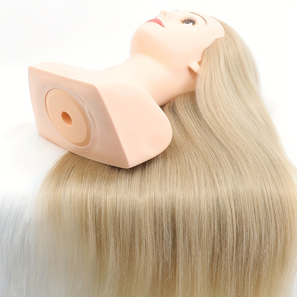 1pc professional female unisex mannequin head with shoulder blonde hair 80   for   practice w stand makeup bridal styling training model suitable for barber salon wedding hairdressing golden stand
