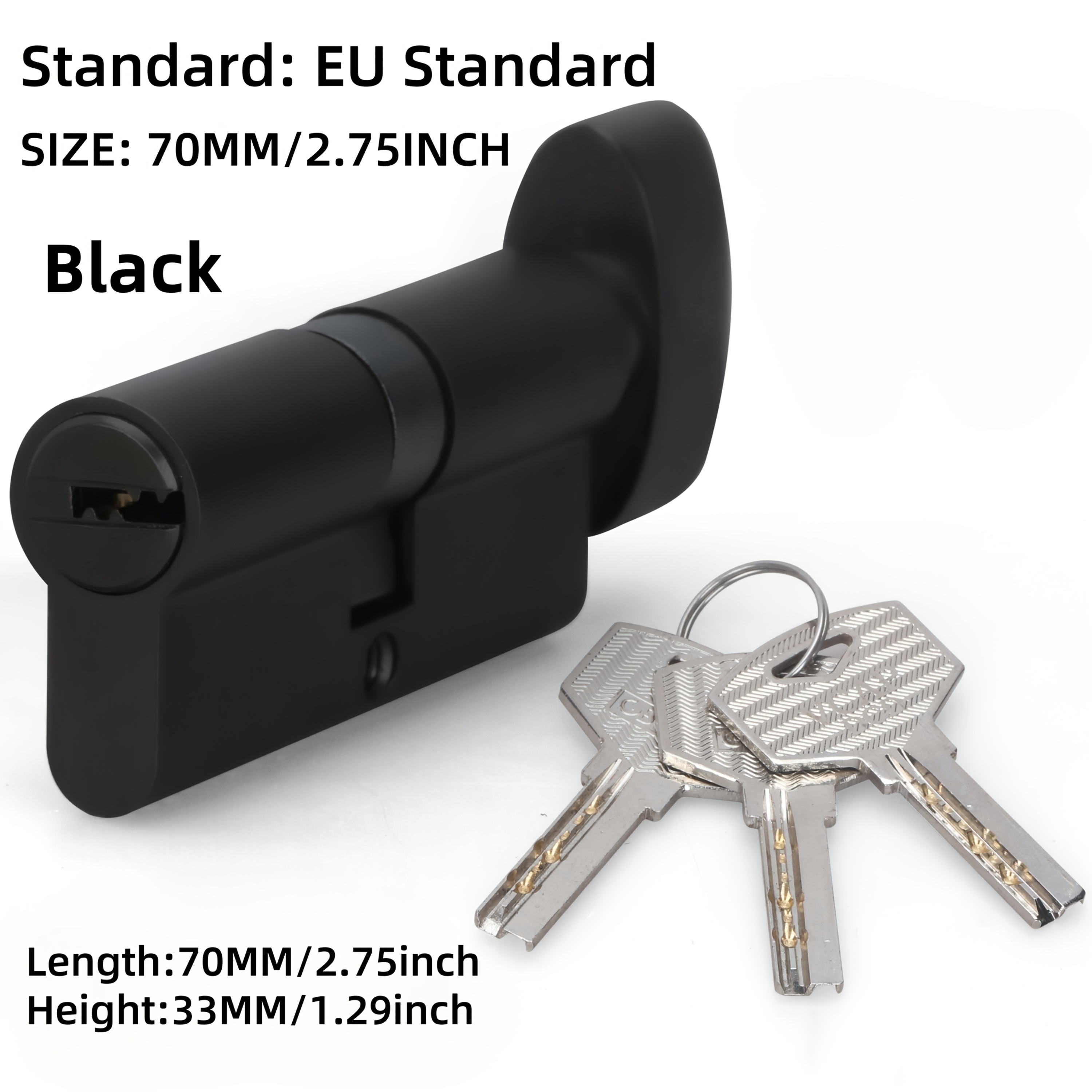 E-shop Europäische Standardlänge Größe Ovaler Knopf Zylinder, dieser Zylinder wird mit 3 Schlüsseln geliefert und ist geeignet für Sicherheitstüren,