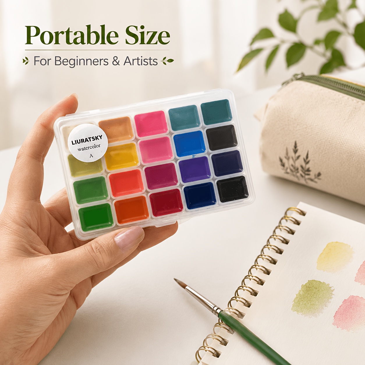 TEMU LIURATSKY Set de peinture aquarelle professionnelle 20 couleurs avec palette portable - Tubes de 1 ml pour , amateurs, étudiants | Couleurs