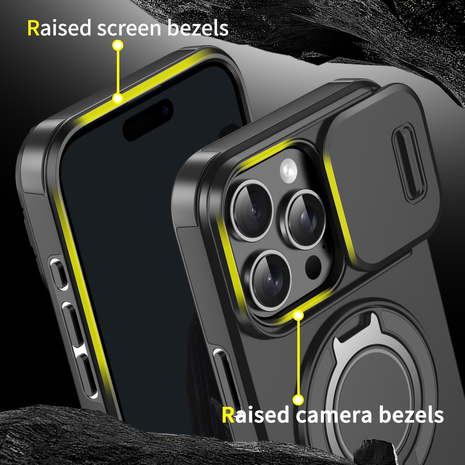 Husă Telefon - Seria Lingke este potrivită pentru iPhone 17, 16, 15, 14, 13, 12, 11 Pro Max și seria 14, 16 Plus, având o husă de protecție pentru telefon cu suport multifuncțional metalic, rezistentă la șocuri, rotativă 360°