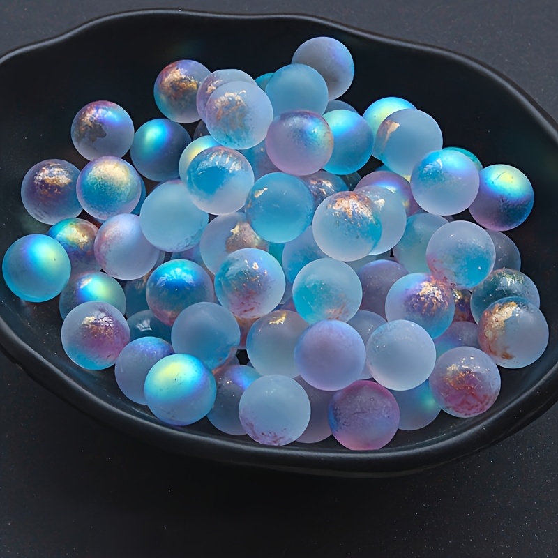 TEMU 50pcs 12mm Luminous Glass Beads - Vibrant Polished Stones For Diy Crafts, Jewelry Making & Aquarium Decor (no Hole), Glass Beads For Jewelry