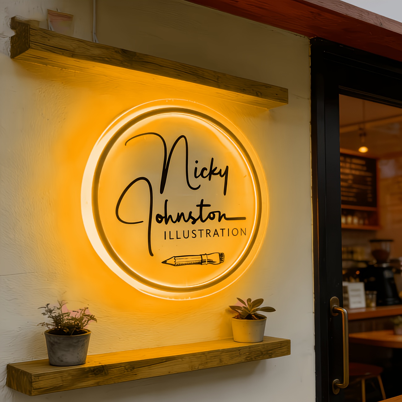 Round Personalized Neon Sign with LED Light, Custom Gift