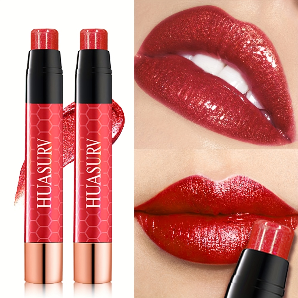 Image of Huasurv Lipstick Moisturizing And Hydrating, Colorful And Shiny, Bright Colors, Glitter Lipstick, Rotatable Lipstick Pen, Soft Texture Hs3584-02 [mother's Day Gift][holiday Gifts][2 Pcs][girls' Gifts]