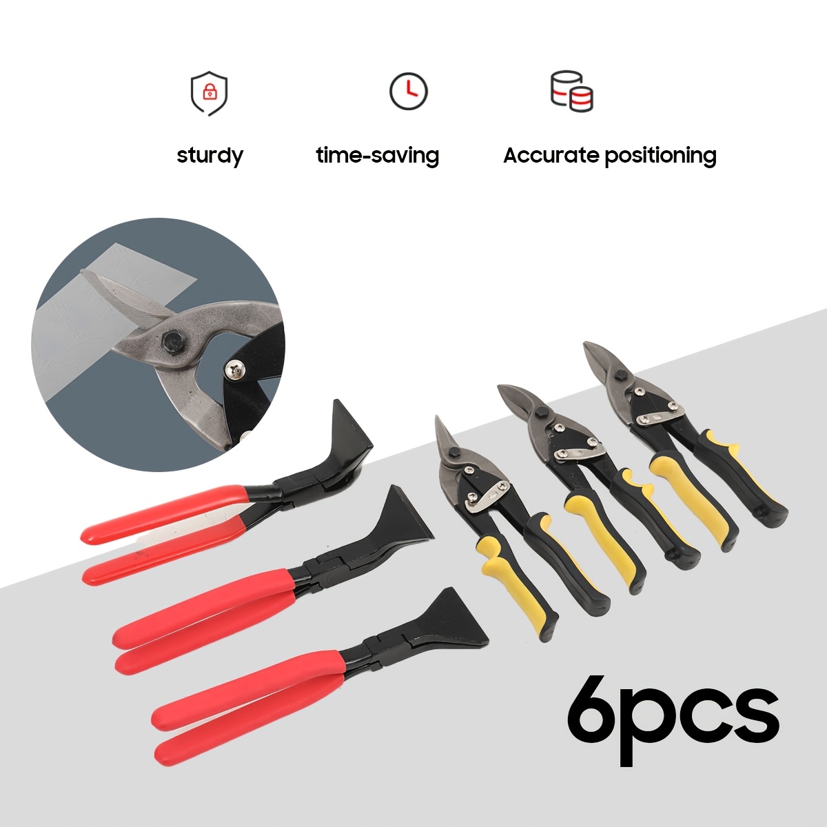 Image of 6pcs Metal Bender Sheet Cutting Scissors Durable Rust-proof Folding Pliers Sheet Metal Shears For Metal Steel