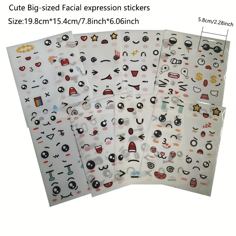 108pcs/72pcs/36pcs cute expression stickers can be affixed to water cups, books and home appliances decoration stickers, mobile phone tables and chairs stickers, to send friends and family birthday gifts, big size sticker 20pcs/30pcs/40pcs/60pcs/80pcs