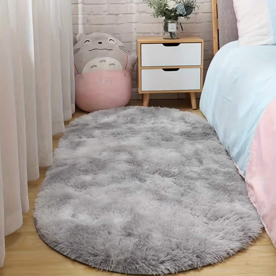 

1pc, Carpet Bedroom Oval Bedside Bed Front Blanket Living Room Sofa Coffee Table Floor Mat Plush Room Full Of Simple Home Farmhouse Home Decor Aesthetic Room Decor Art Supplies