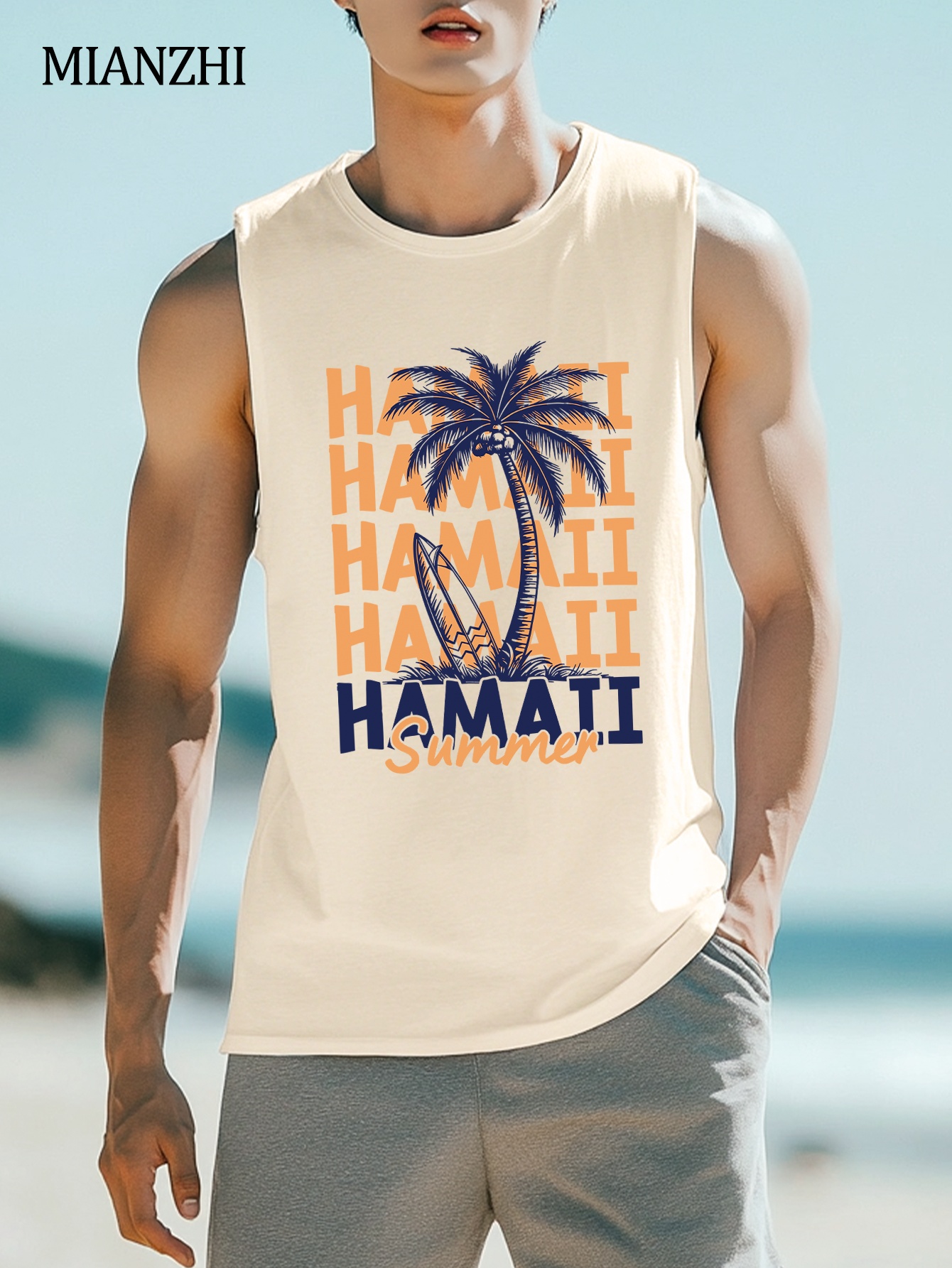 wide shoulder vest men's sleeveless top t korean Temu Mauritius