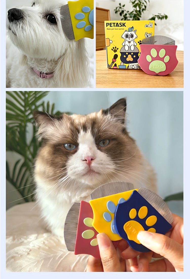 Pet Facial Comb Small Face Comb Dog Cat Rabbit Wide-Tooth Comb Needle Comb Round Head Curved Comb Flea Tail Cleaning Comb