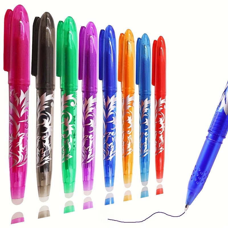 

6pcs/set Erasable Pens Gel Rolling Ball Smooth Writing 0.5mm Pens With Eraser For Students Classroom Teacher Office Stationary School Supplies Gifts Black Blue Red Purple Light Blue