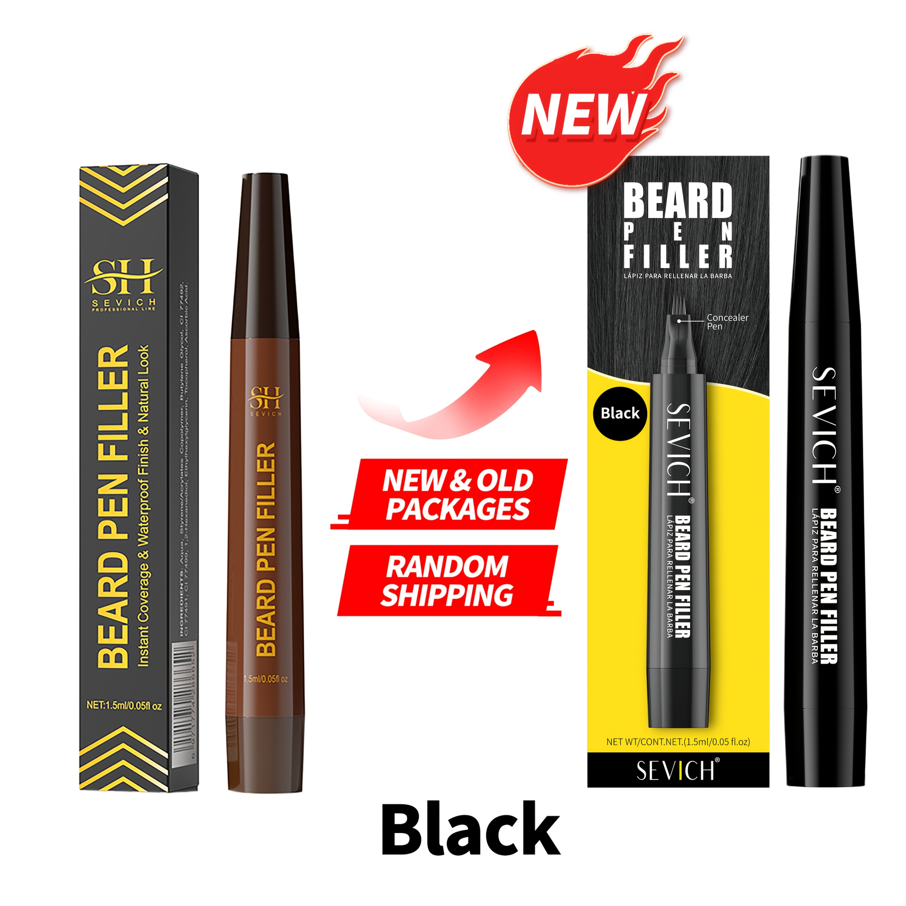 Image of Sevich 1/2/3pcs Men Beard Pen, Beard Pencil Filler With Hair Brush Long Lasting Waterproof Beard Pen Father And Boyfriend's Gift Father's Day For Men (random New Or Old Packaging)