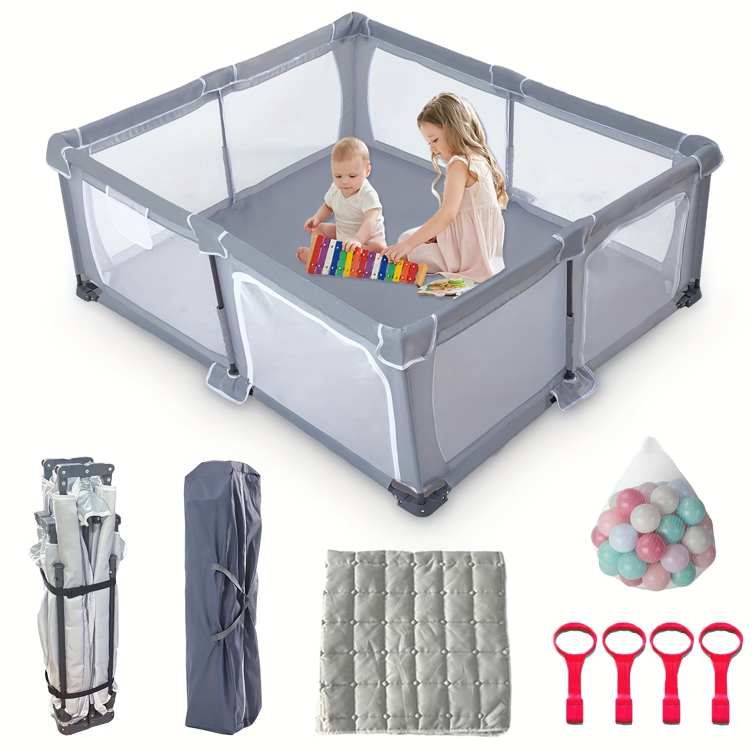 Baby Play Yard Large Baby Playpen Children Toddler Kids Indoor - Main Image