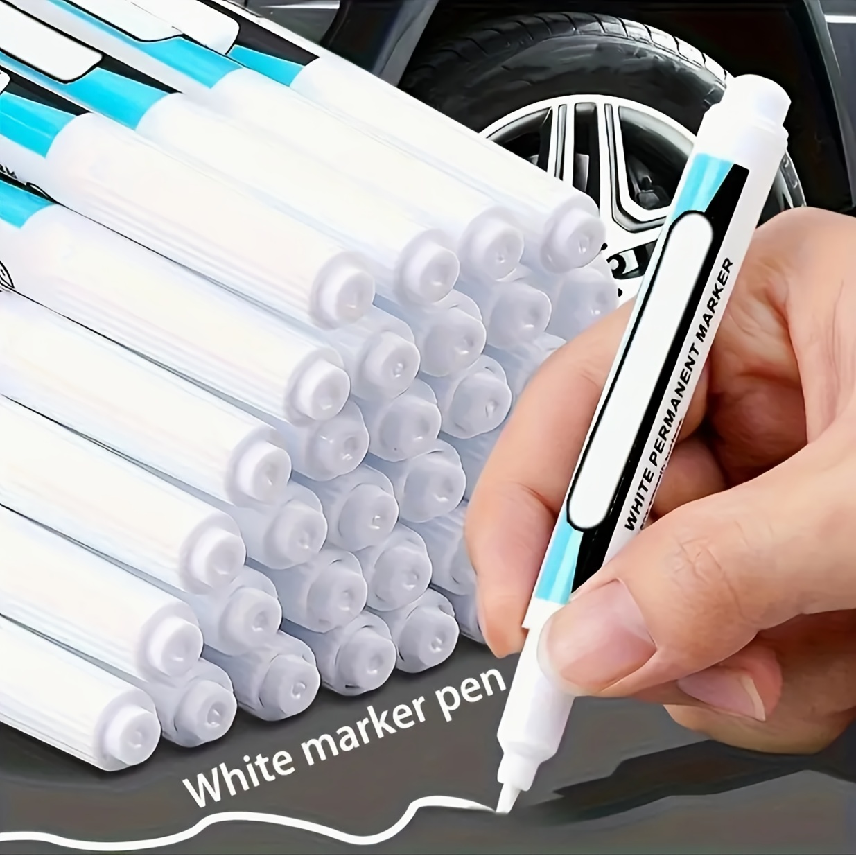 

10pcs White Waterproof Oil-proof Non-fading Quick-drying Large Head Oily Marker Pen Tire Pen, Back To School, School Supplies, Kawaii Stationery, Colors For School, Stationery, Pens