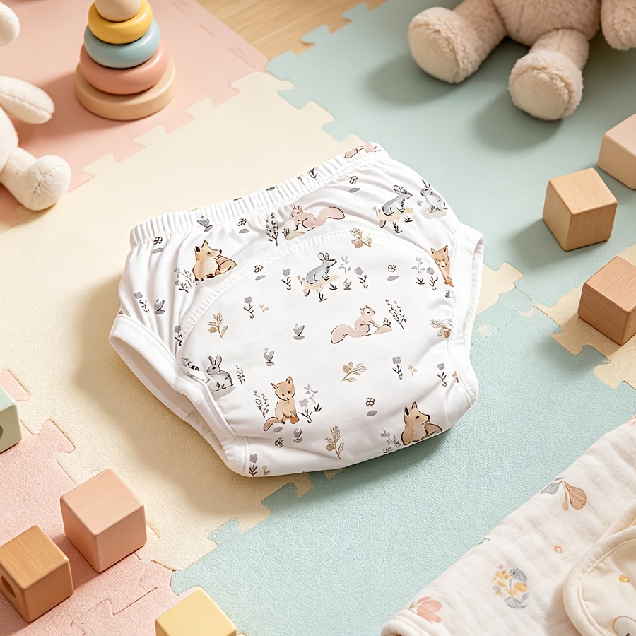item picture 1pc Gradual Potty Training Cloth Pants, Unisex Single Item, Easy to Clean And Reusable, All-    Design,   Fabric, Concentrated Absorbent Structure, Helping Children     to Potty Rhythm