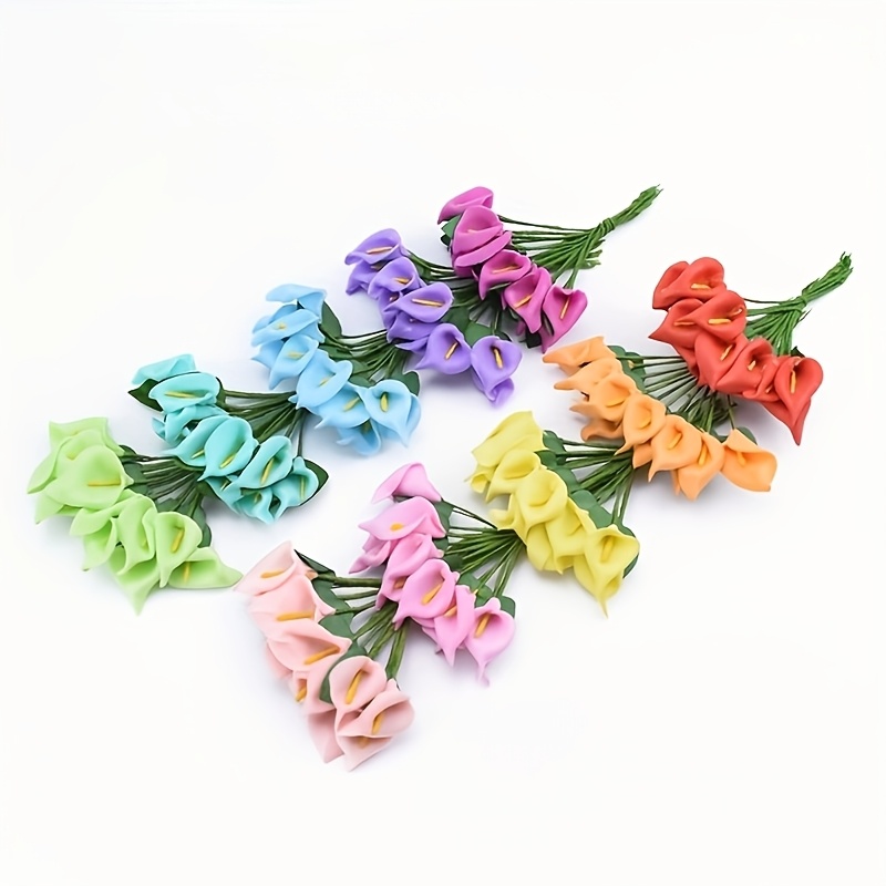 6pcs Artificial Calla Lily Mini Lily Diy Favor Box Decorative Flowers, Home Decor Ornaments