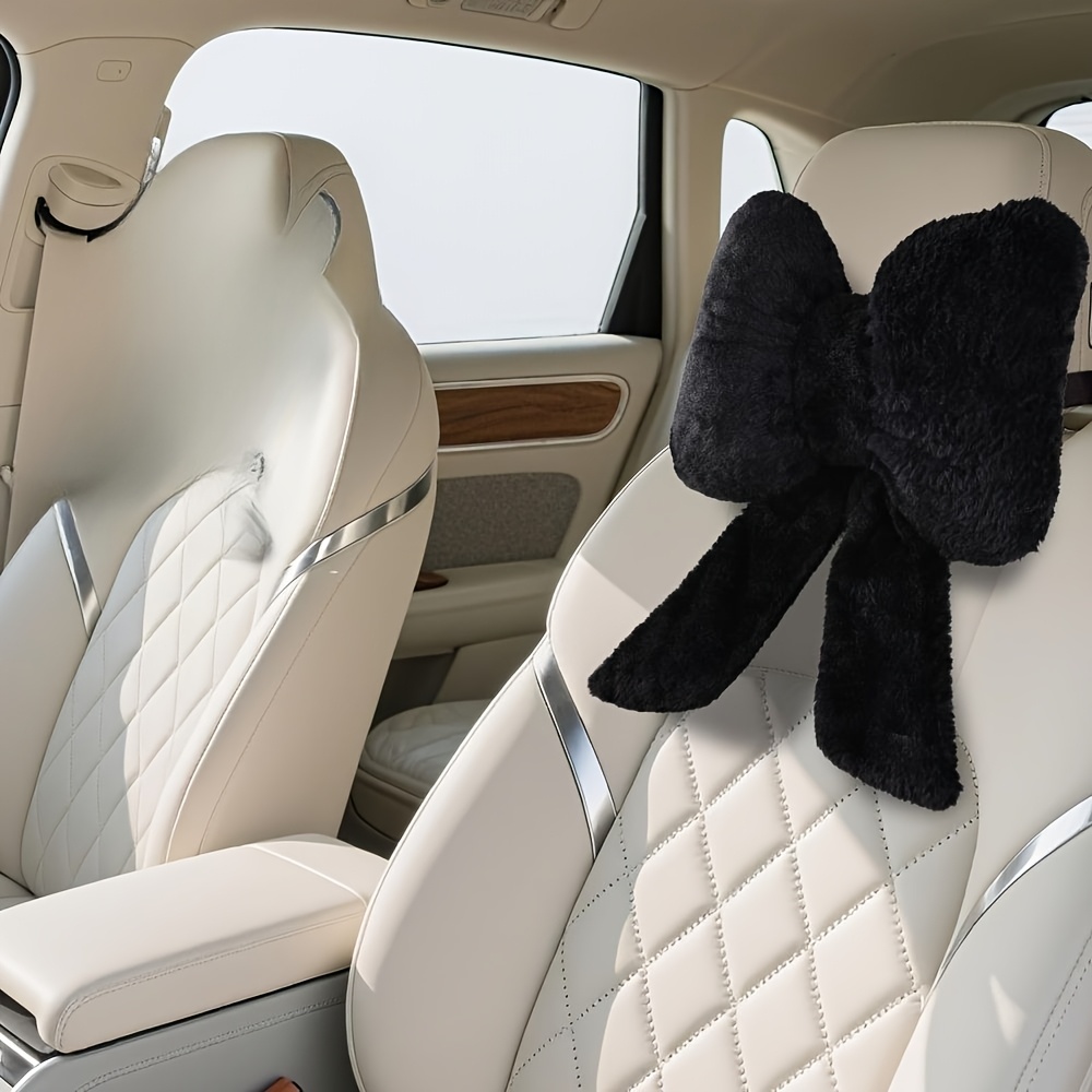 TEMU Pack d'oreillers d'appui-tête de voiture avec nœud, oreillers de cou en peluche pour voiture, pour voyage, conduite, chaise de bureau, coussins