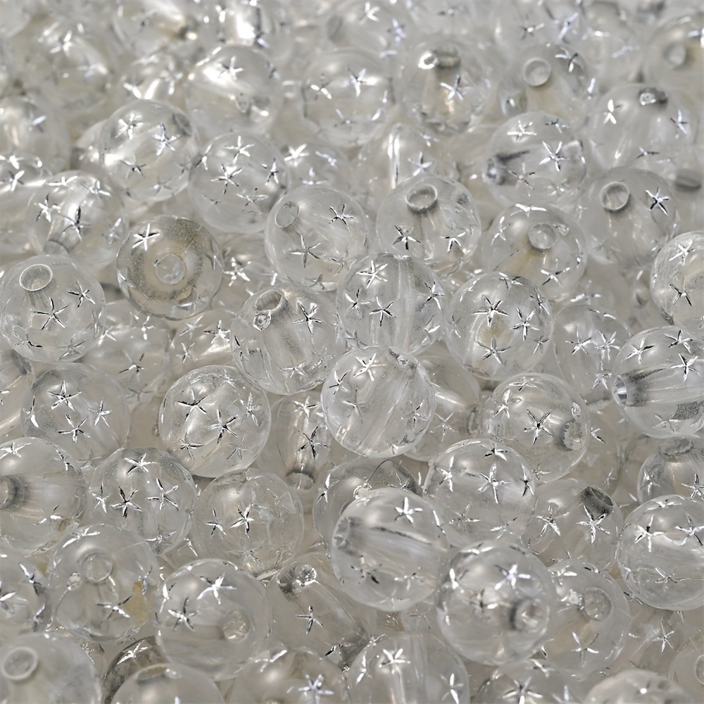 100pcs 8mm Acrylic Star Pattern Beads in Gold Starry Sky Design for Jewelry Making and Crafts