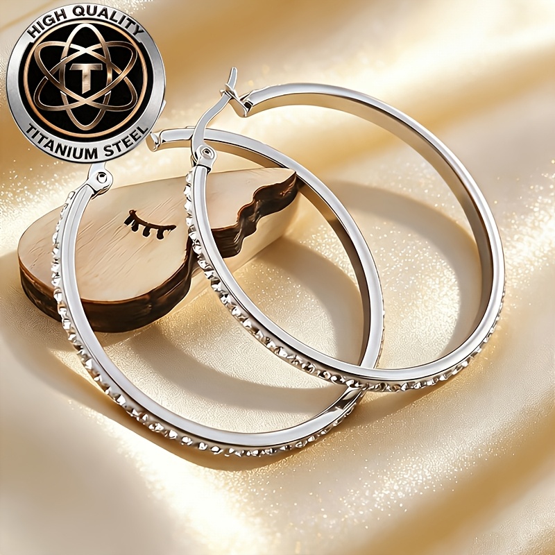 TEMU Titanium Steel 5a Zirconia-encrusted Round Women's Earrings, Light Luxury Sparkling Style Ear Jewelry, And Versatile, Simple And Elegant.