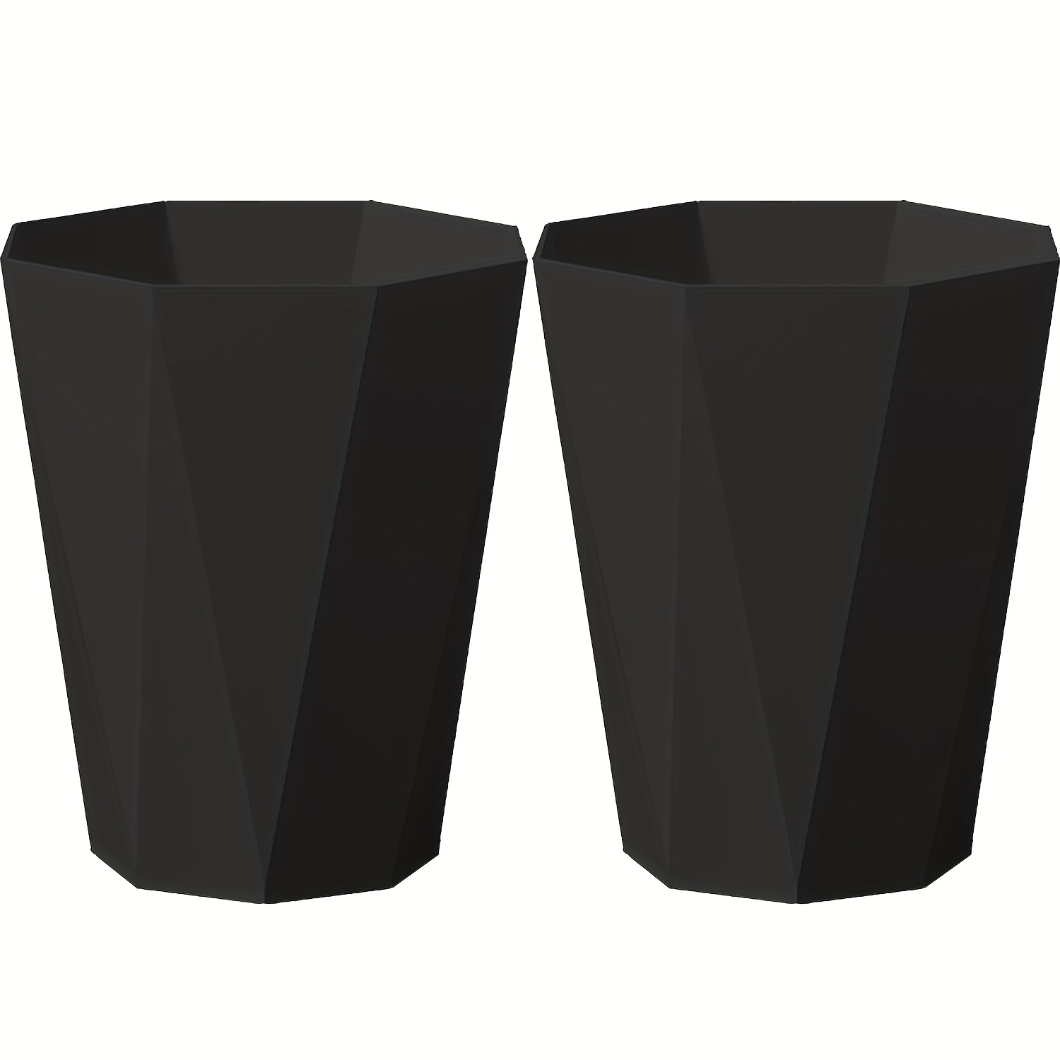 TEMU Set Of 2 Octagonal Trash Bins In , Featuring Geometric Plastic Construction With A Brushed End. Small Wastebaskets Are Ideal For Use In For Home