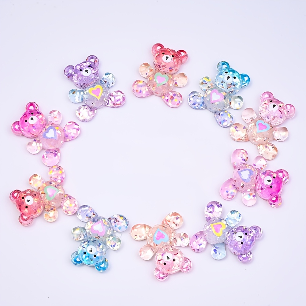 Image of 10pcs 26x23mm Random Color Shiny Resin Patch Beads For Diy Shoes Phone Box And Hairpin Accessories Beads & Bead Assortments