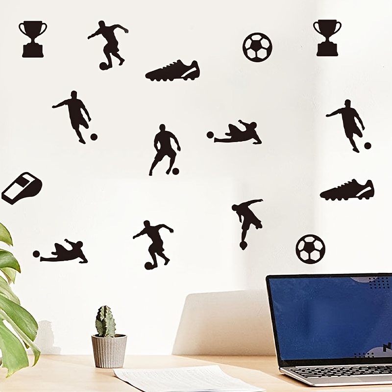 Image of Soccer-themed Removable Wall Decals - Pvc, Self-adhesive Stickers For Bedroom, Living Room, Study & Game Room Decor, Football Paintings, , Rectangle Shape