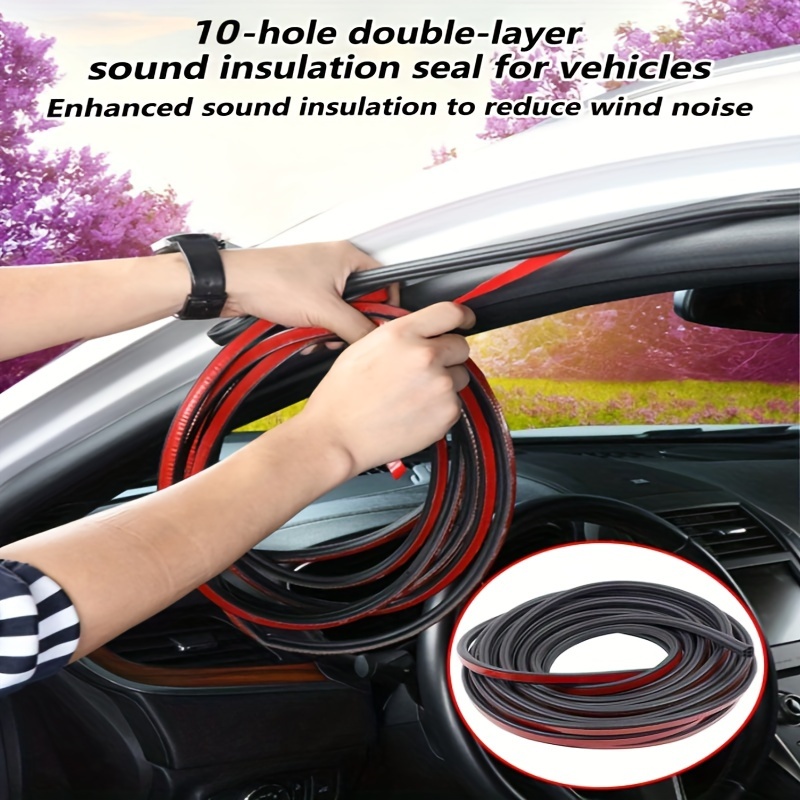 TEMU 10-meter Universal Car Door Seal Strip - Pvc Double-layer 10-hole Sound Insulation And Noise Reduction - Dustproof, Waterproof, And Anti-collision Vehicle Door Frame Seal Kit