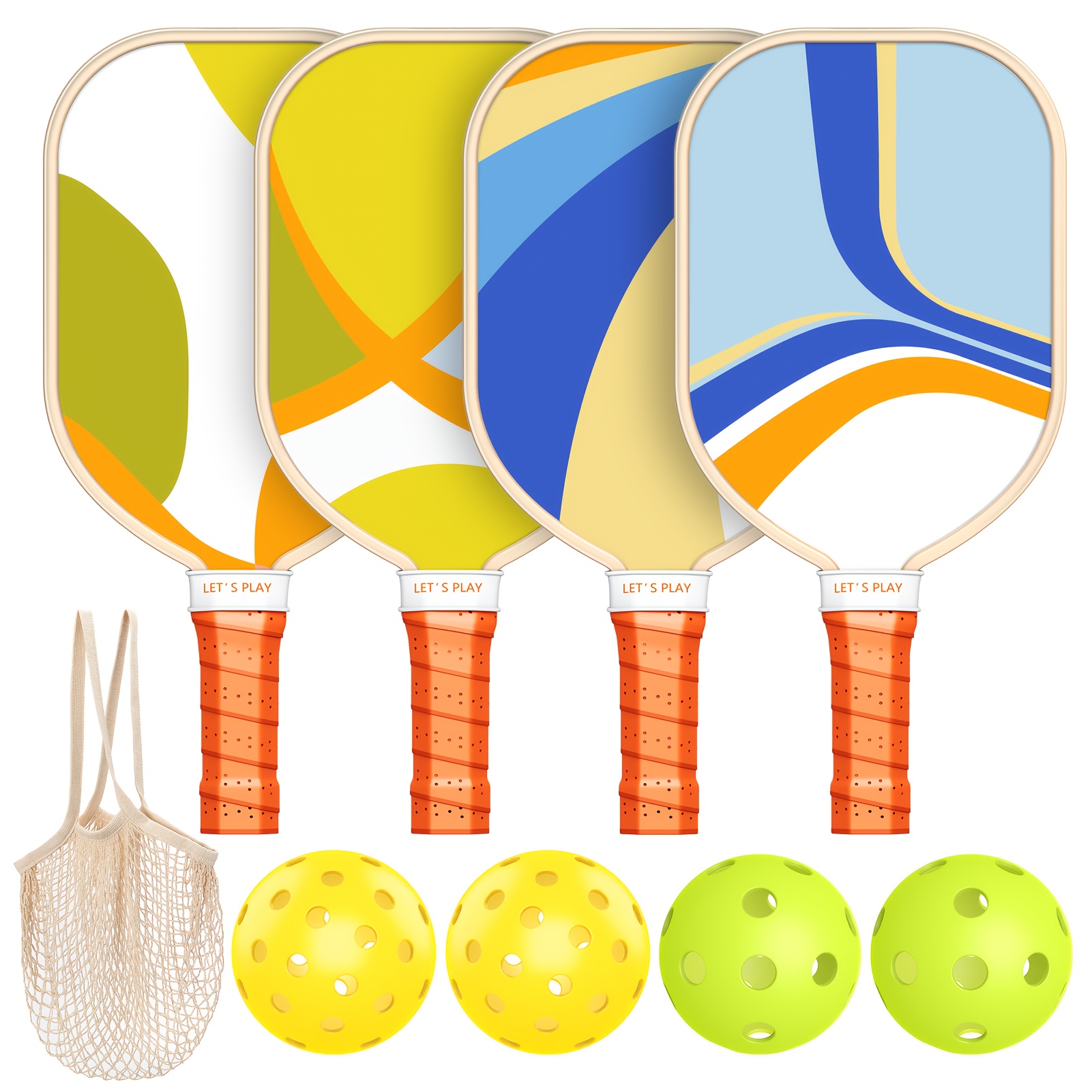 

Pickleball Paddles Set Of 4 With 4 Pickleball Balls And 1 Carry Bag, Pickleball Rackets With Ergonomic Cushion Grip For Beginner & Intermediate, Gifts For Women Men