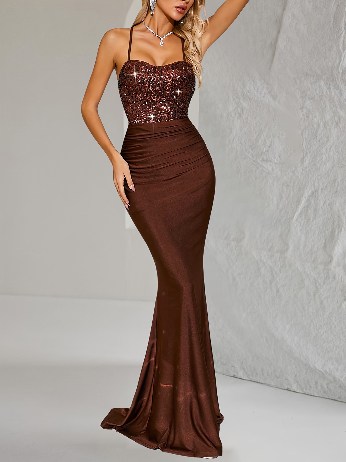 womens elegant evening gown bodycon maxi dress backless - Temu Mauritius