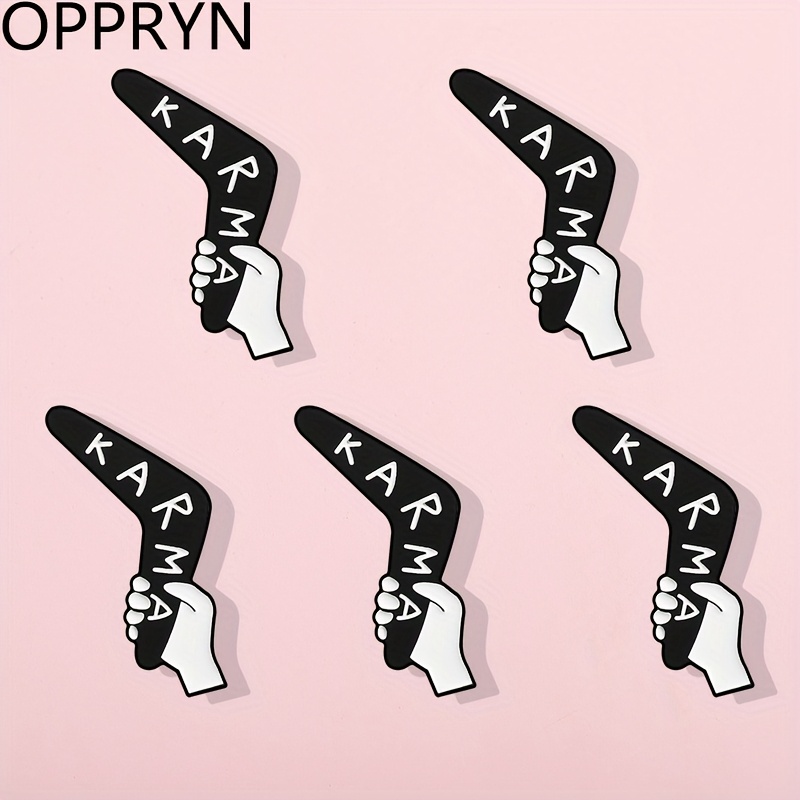 5pcs   for karma enamel alloy brooch badges black white text chic   for clothes backpacks hats unisex accessories unique gifts for   backpack decoration     pin badge accessory trend  