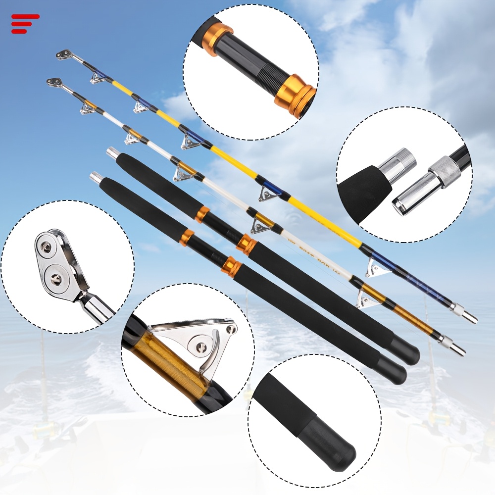 ftk 2 section saltwater offshore heavy duty trolling rod measuring 2.1m/6.89 ft to 3.0m/9.84ft, designed for walleye fishing, featuring roller guides  for conventional boat use - sports & outdoors - Temu