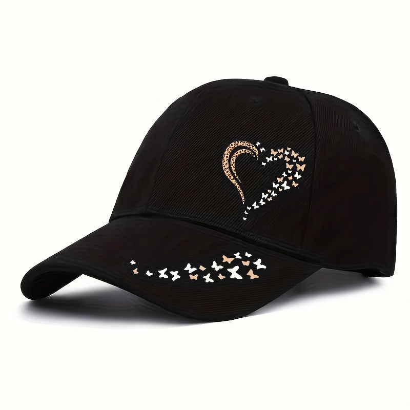 TEMU Vintage Six-panel Baseball Cap Featuring A Leopard Print, Heart, And Design. A Stylish Unisex Sports Cap Made From Lightweight, Soft,