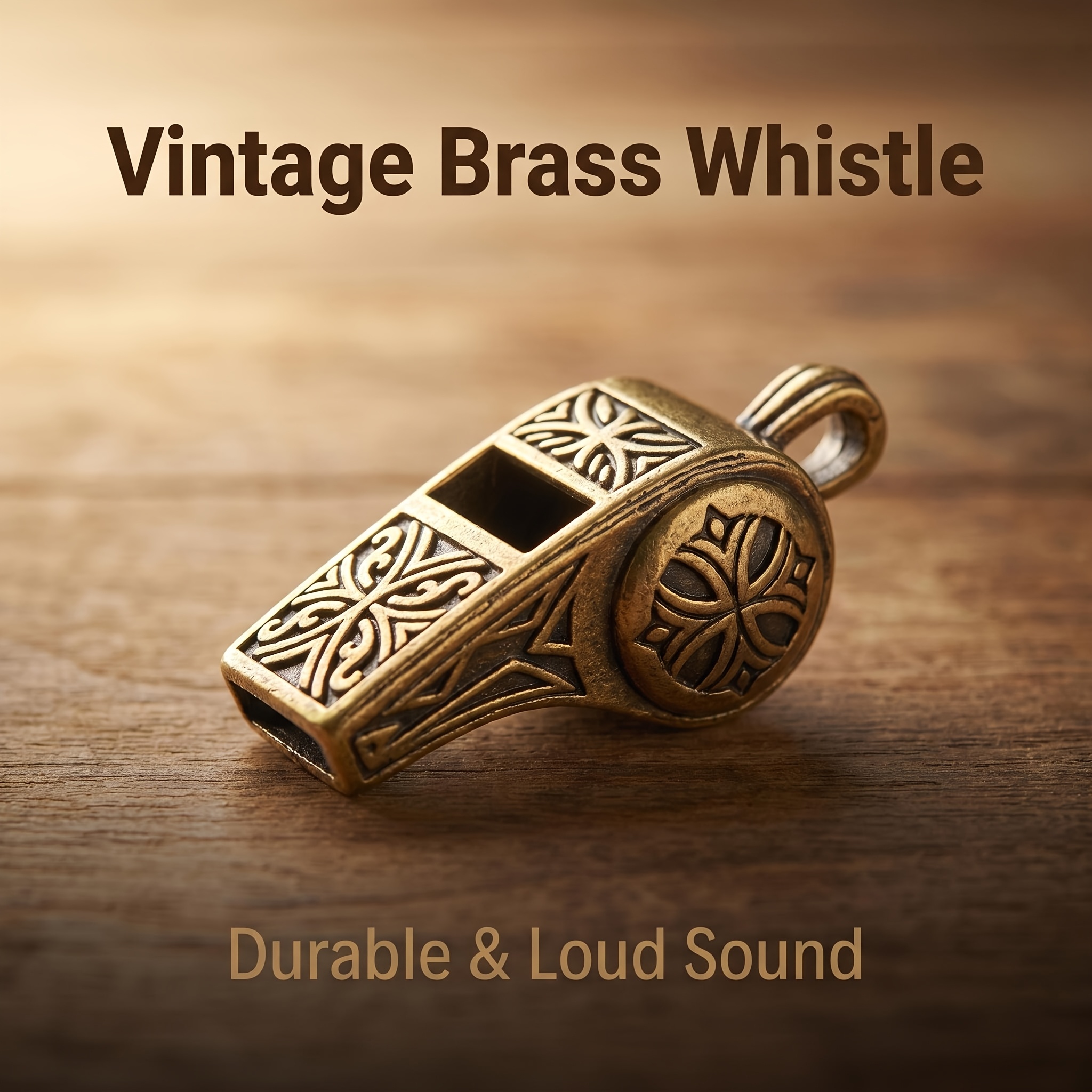 1pc, Handmade Creative Brass Vintage Keychain Whistle Pendant Pendant Brass Outdoor Survival Whistle