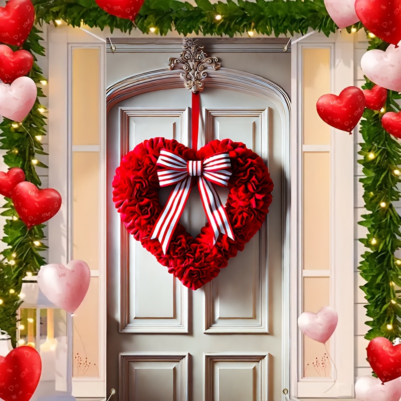 

Valentine's Day Red Door Cover - Polyester Hanging Decoration For Front Door, Christmas & All , 70.87x35.43 Inches,