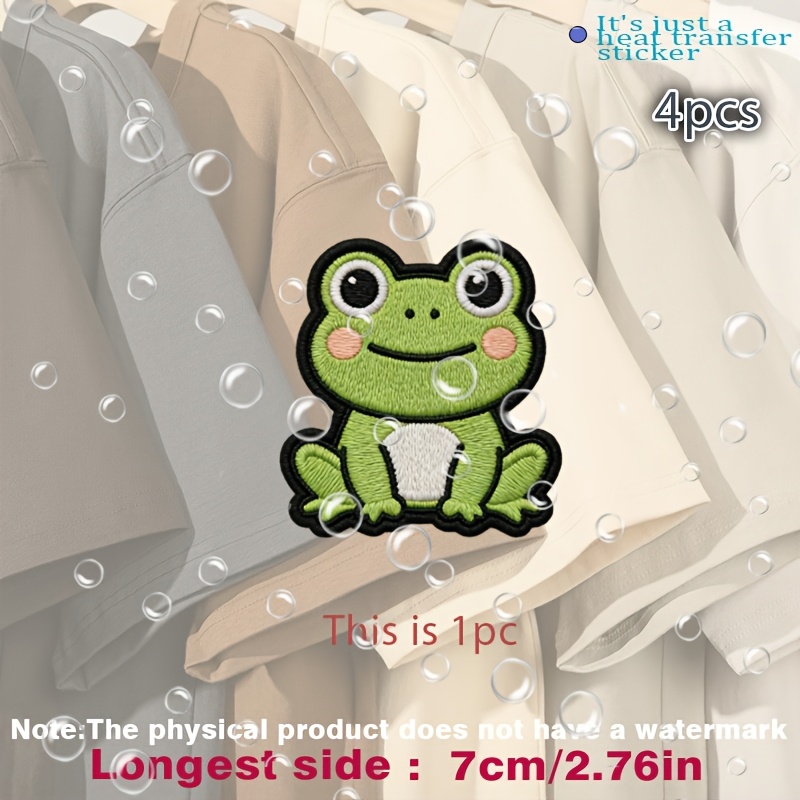 TEMU 4pcs Cute With Big Eyes, , And White Belly, Sitting Background, Heat Transfer Stickers Are Suitable For Flat Fabrics Such , Hats, Canvas Bags,