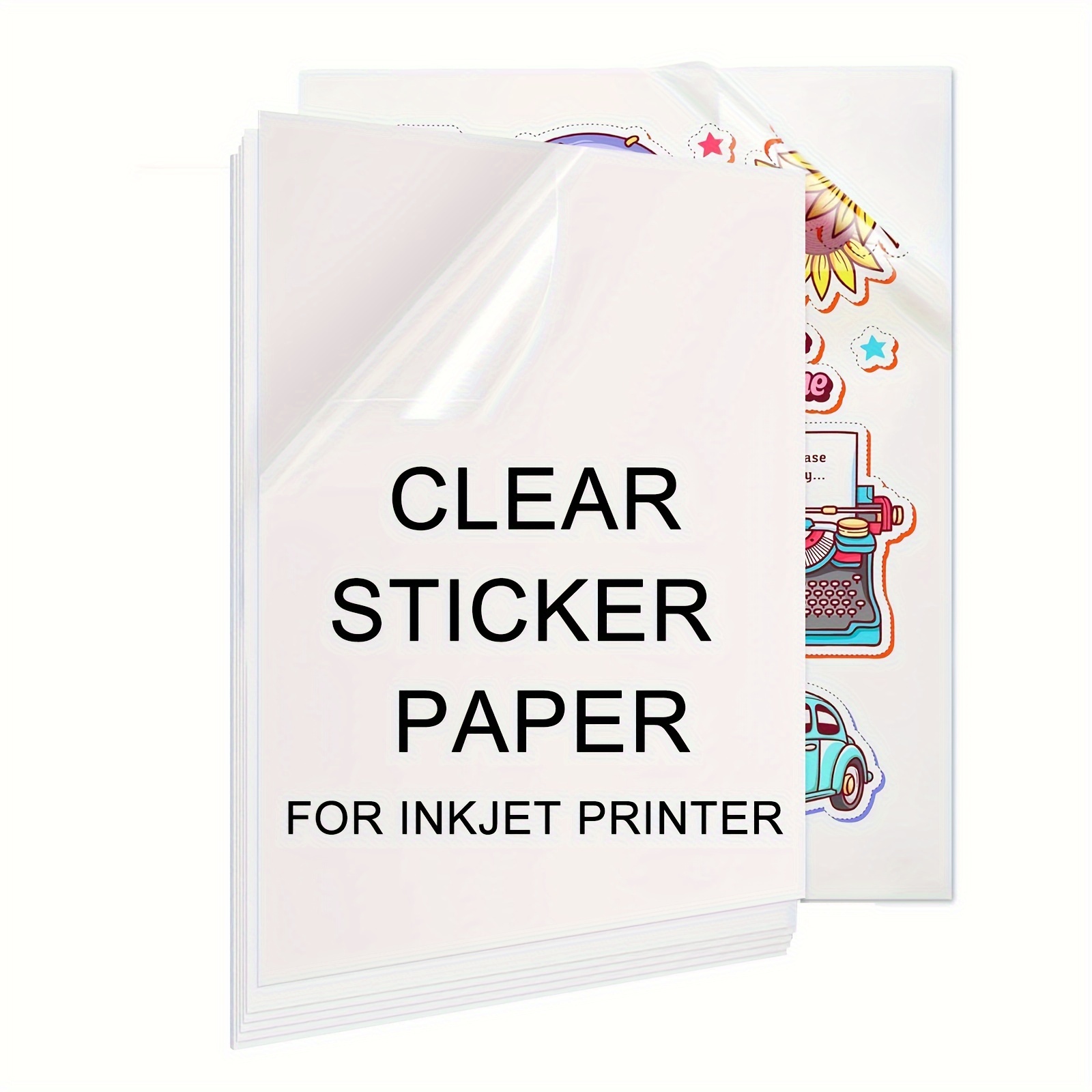 

20 Sheets Printable Vinyl Sticker Paper For Inkjet Printer 100% Clear Transparent Non-waterproof Decal Paper Self-adhesive Sheets 8.3"x11.7"- Dries Quickly And Holds Ink Beautifully