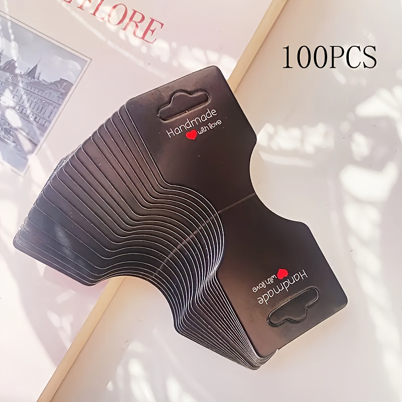 TEMU 100/50pcs Cartes de Présentation de Bracelets avec Design de Lettrage Artisanal de Cœur Rouge, Clips de Collier Robustes, Cartes d'Accessoires