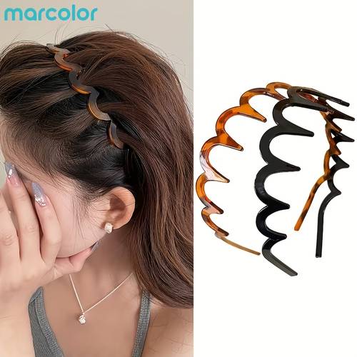 2pcs womens hair band everyday versatile high tooth comb retro wave hair band non slip design lace details tooth comb hair band