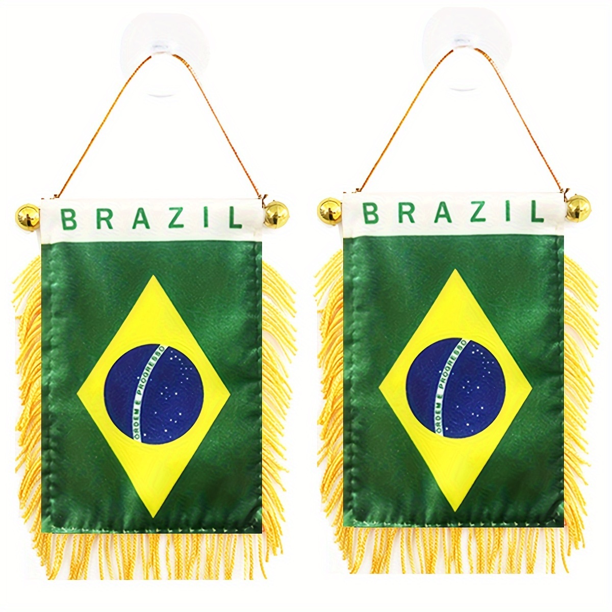 

2pcs Window Hangings - 3x4 Inch Double-sided Mini Banners With Tassels, Suction Cup For Car Mirror & Outdoor Decor