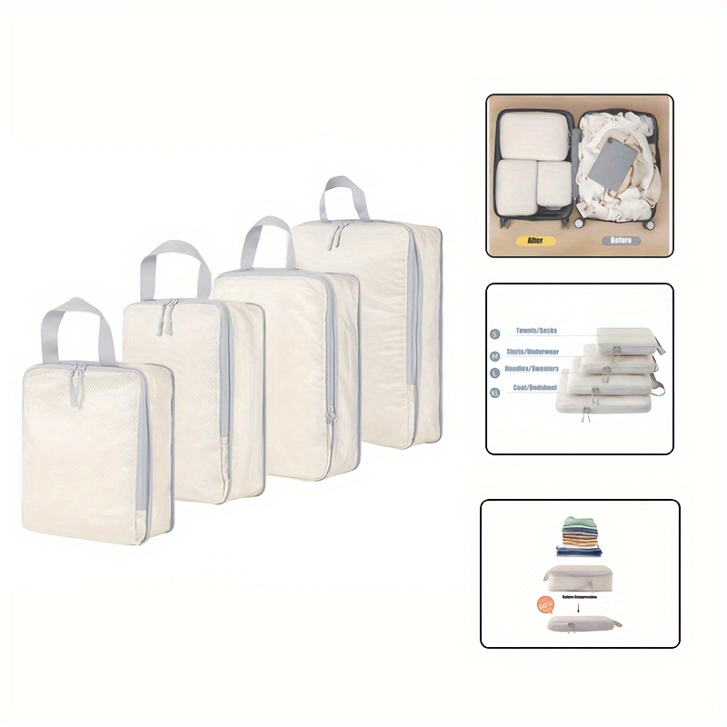 

4pcs Travel Compression Wash Storage Bag, Waterproof Luggage Clothes Storage Bag