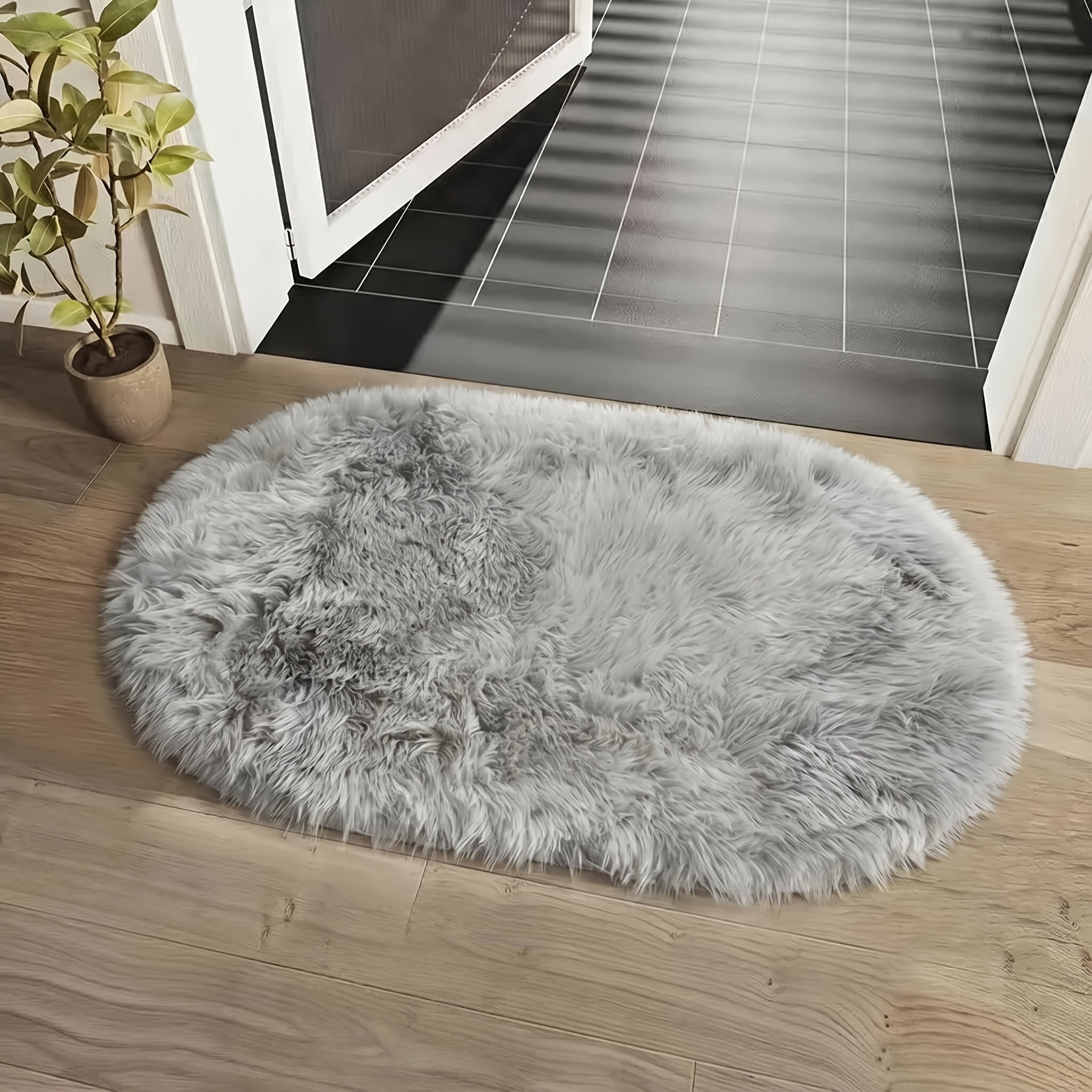 TEMU 1 Oval Plush Floor Mat, Small Apartment Household Floor Carpet, Soft And Comfortable, Lightweight And Portable, Foldable To , Suitable For Home