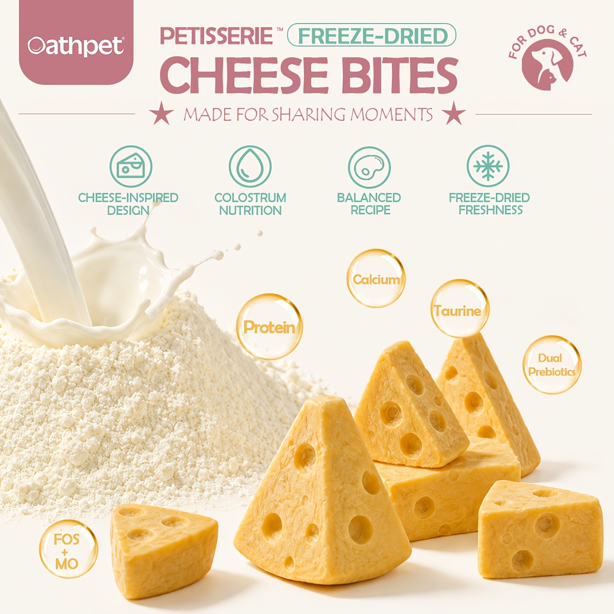oathpet premium freeze dried cheese   for dogs cats   chicken cheese high protein training rewards daily snacks 37 count Product details 3