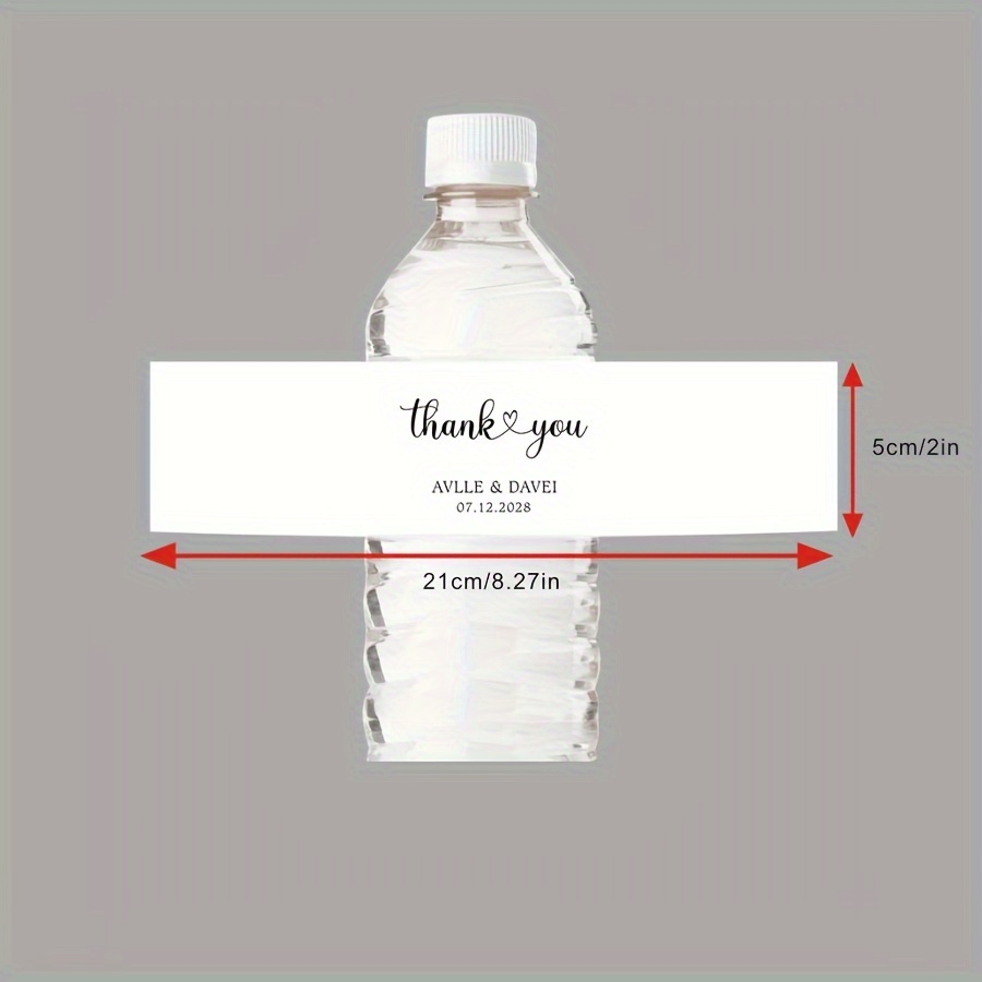 TEMU 30pcs Custom Matte Water Bottle Labels - Reusable, Rectangular Paper Stickers For Decor, Water Bottle Stickers, Personalized, Bottle Label