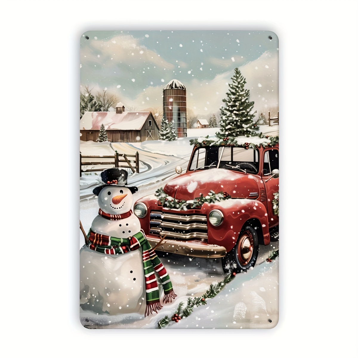 

1pc, Snowman & Metal Tin , 8x12 , Christmas , & Decor, For , , Restaurant, Bar, , , , Decor