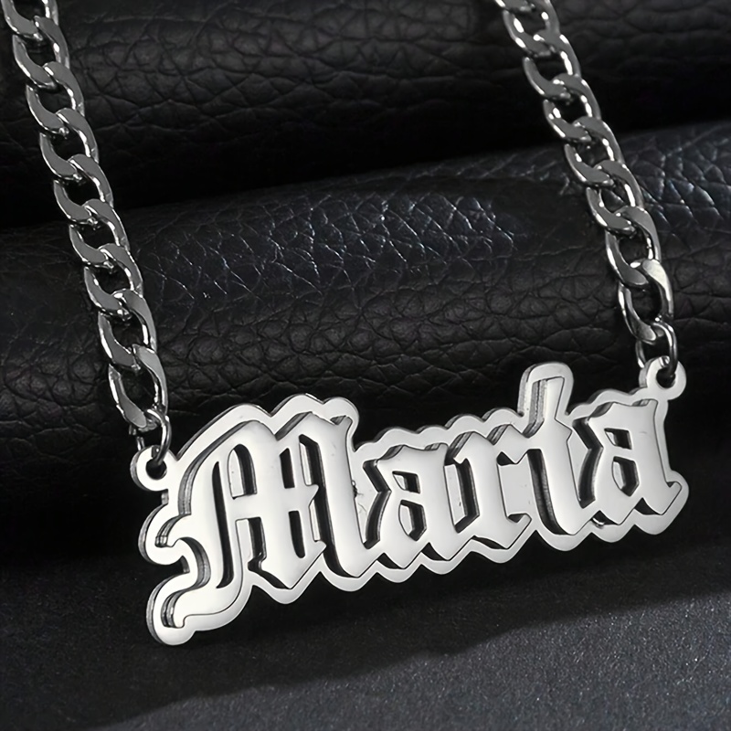 

Custom Gothic Name Necklace - Customizable Frosted Stainless Steel Pendant With Silver Plated For Valentine's Day, Birthday And Party Gifts - 316l Stainless Steel Jewelry For Men And Women